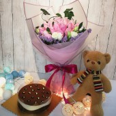 Birthday Combo with Flowers, Birthday Cake and Teddy