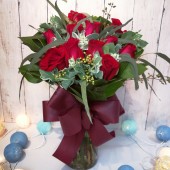 One Dozen Red Rose in Vase Arrangement