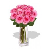 You are in my Heart. One Dozen Fresh Roses with greens in Vase