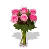 6 Rose  in Vase 