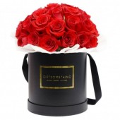 30 Stems Red Roses in a Round Gift Box